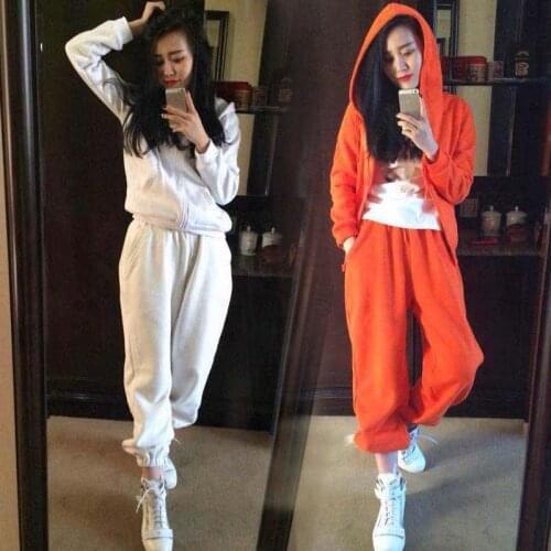 Spring women sportswear tracksuit cotton hooded jacket sweatshirt+pant running jogger fitness gym workout casual set sport suit