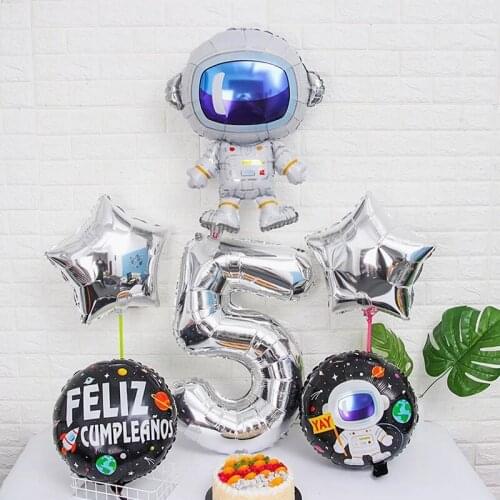 Outer Space Astronaut balloon Rocket Foil Balloons Galaxy Theme Party kids dream birthday party decoration
