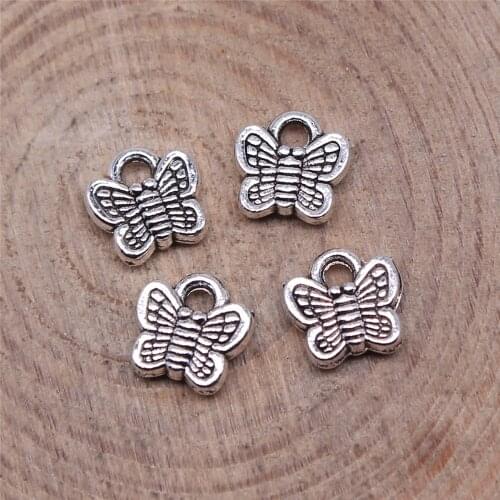WYSIWYG 20pcs 7x7mm Small Butterfly Pendants Charm For Jewelry Making Antique Bronze Small Butterfly Pendants Charm Butterfly