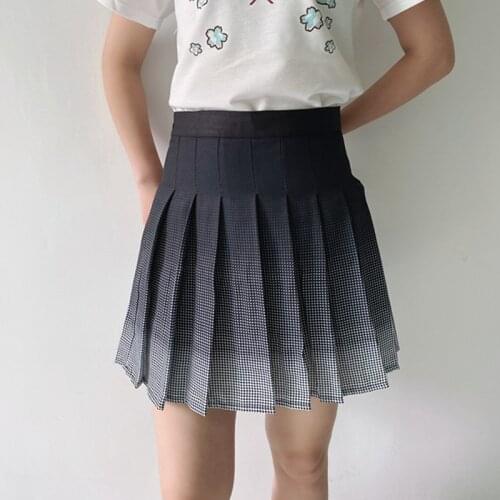 Harajuku Pleated Skirt Women Retro Polka Dot Gothic Punk Mini Skirts Lolita JK Costume Faldas Girls Gradient Fashion