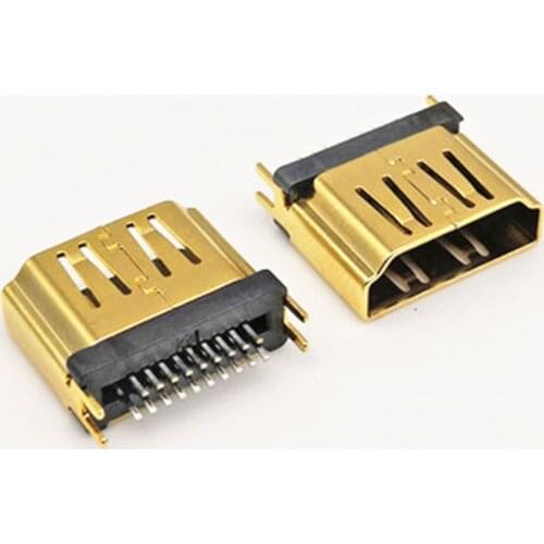 100pcs Gold plating 19Pin HDMI Female Socket 19P A Type HDMI Jack thickness of splint 1.6