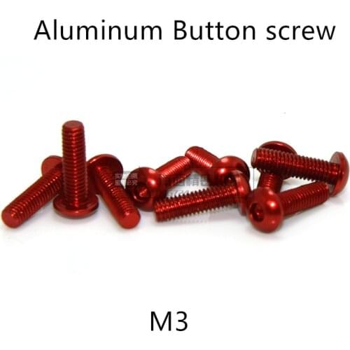 20pcs M3*5/6/8/10/12/14/16mm Red color Aluminum Hex socket button head cap screw for RC Model screws