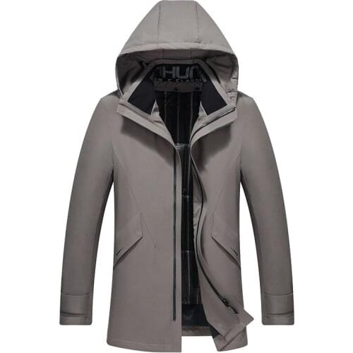 2019 Autumn And Winter Outdoor Workwear Medium-length down Jacket Young MENS Thick Winter Hooded Jacket Stylish MenS Wear
