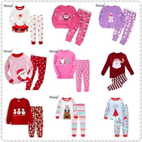 2019 Christmas Baby Girls Pajamas Clothes Suits 100% Cotton Boys Sleepwear Set Tee Shirts Trouser X'mas Gift Children Pyjamas