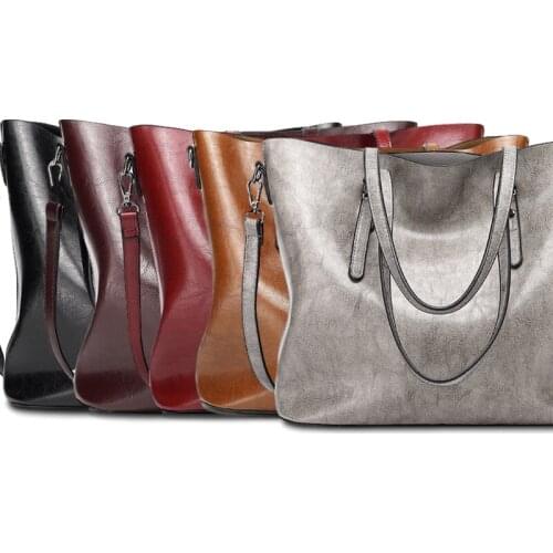 2020 New Retro Womens Bag Fashion British Shoulder Diagonal Oil Wax Leather Tote Bags Woman Casual Red Ladies Travel Handbag