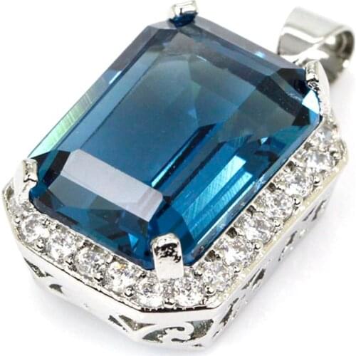 28x15mm Delicate18x13mm ReCreated Fire Rainbow Topaz Real Red Ruby CZ Bride Wedding Silver Pendant Wholesale Drop Shipping