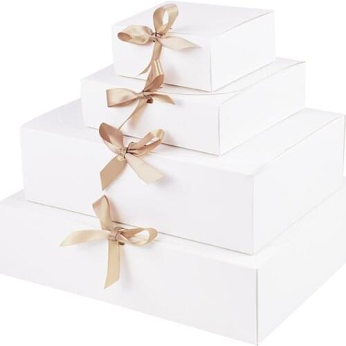 5Pcs White Kraft Paper Gift Box Wedding Birthday Party Hnadmade Cookie Candy Storage Packaging Box Christmas Decoration for Home