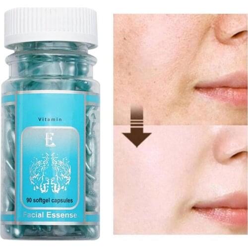 90Pc/Bottle Aloe Vera Vitamin E Serum Anti Wrinkle Moisturizing Essence Anti-aging Treatment Acne Whitening Serum Capsules Shape