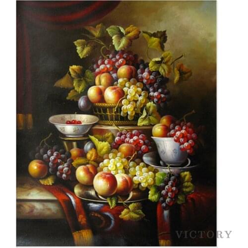 Diamond Painting Classical Oil Painting Still Life Fruit Plate Full Drill Square Diamond Cross Stitch Retro Embroidery Home Deco