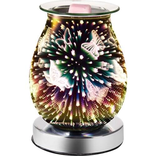Aromatherapy Lamp Night Light Melt Burners No Fire Stylish Room Decoration Creativity Touch Creative 3D Glass Butterfly Diffuser