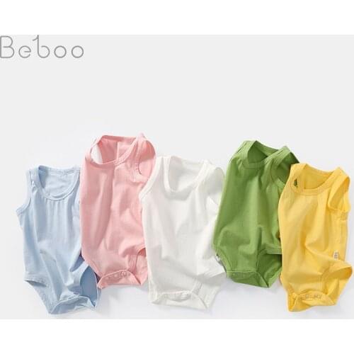 Baby Girls Bodysuit Summer New Sleeveless Jumpsuit Cotton Solid Color Modal Vest Babies Clothing For Boys 0-24m infant Clothes