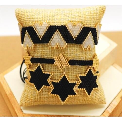 ZHONGV 2021 new star 3pcs one set pentagram hexagram lady fashion bangles women braided handmade heart miyuki bead bracelets
