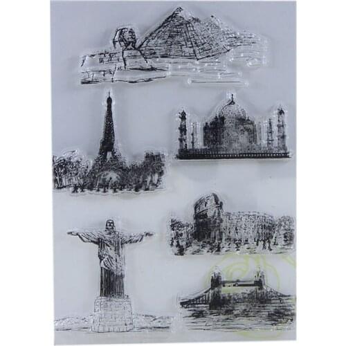 DIY Scrapbooking Stamping Albums Eiffel Tower Pyramid Stamp/Seal Transparent Silicone Spain Seal/Stamp Decorative Arts Crafts
