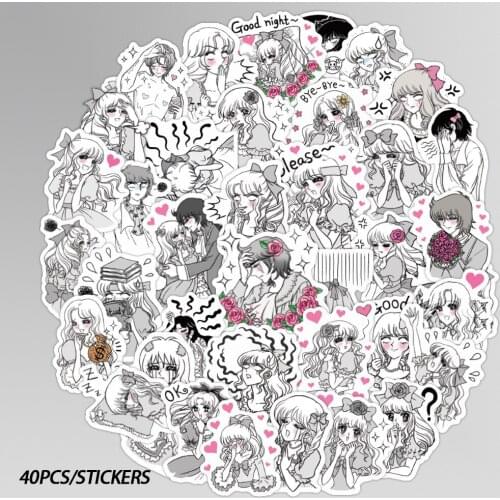 10/50Pcs Black and white elegant girl Stickers For Luggage Laptop Refrigerator Motorcycle Skateboard Pegatinas