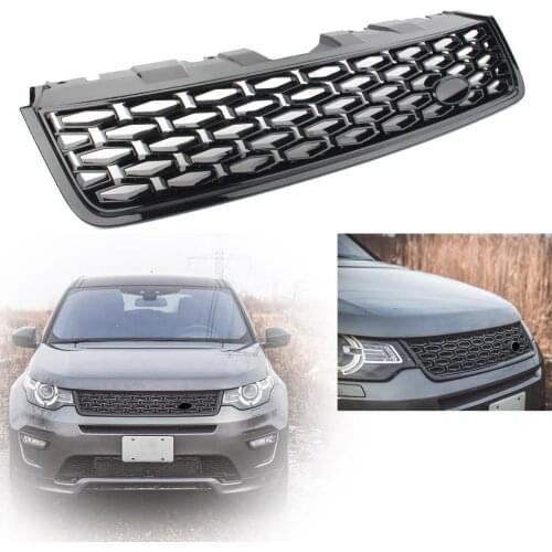 Gloss Black ABS Car Front Radiator Grille w/ Logo For Land Rover Discovery Sport L550 2015 2016 2017 2018 Mesh Grill with Emblem