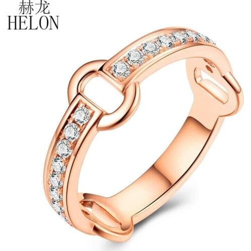 HELON Solid 10K Rose /White /Yellow Gold 0.35ct Test Positive Lab Grown Moissanite Diamond Engagement Ring For Women Best Gift