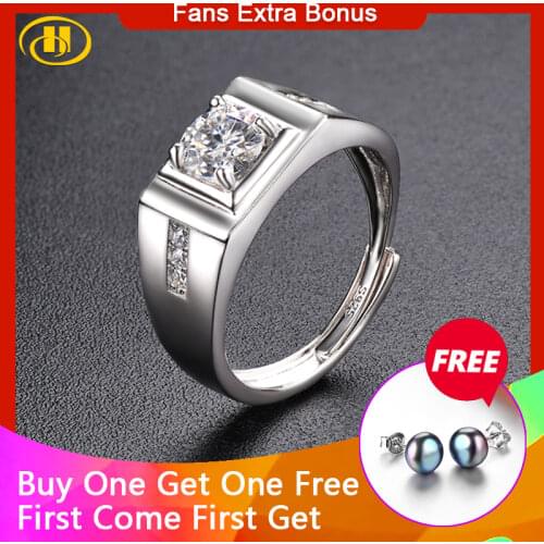 Hutang 100% 925 Silver Ring 1 Carat White Moissanite Rings Wealthy Square Diamond Fine Jewelry for Mens Exquisite Design Gift