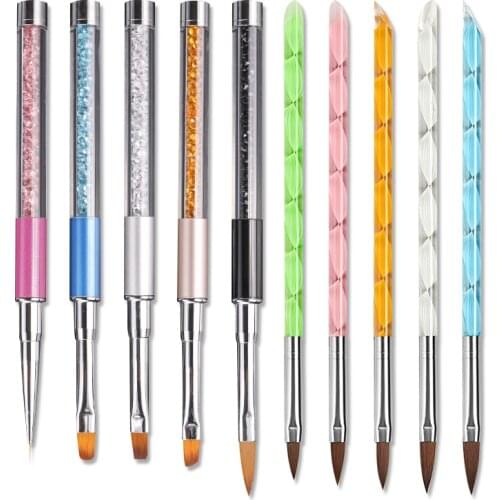 RBAN NAIL Nail Brush Rhinestone Handle Drawing UV Gel Pen Manicure Nail Art Brush Gradient Painting Pen Acrylic Gel Extension Pe