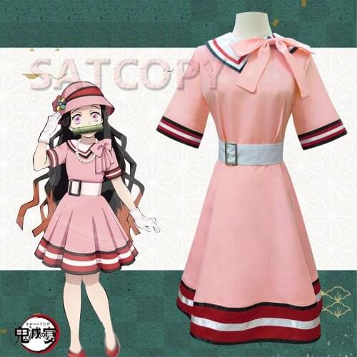 Anime Demon Slayer Cosplay Costumes Nezuko Kamado Dress Halloween Carnival Women Girls Uniform Animation dress