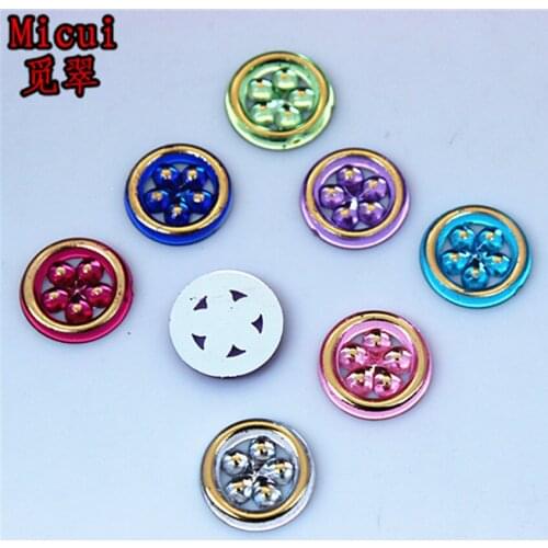 Micui 100PCS 12mm Round Acrylic Rhinestones applique Flatback Beads Crystal Stones For DIY Crafts Clothes ZZ654