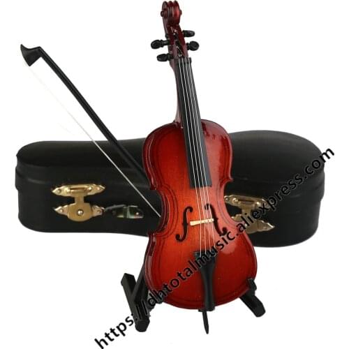 Mini Cello Model with Stand and Case Miniature Cello Musical Instrument Replica Ornaments Christmas Gift Home Decoration Gift