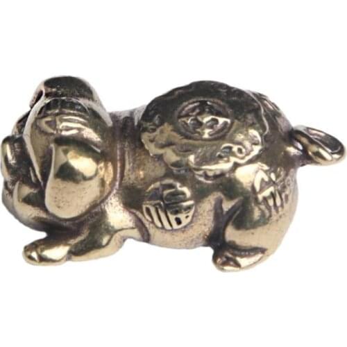 3D Mini Pig Casting Animal Figurine Retro Style Metal Sculpture Home Office Room Desktop Decoration Collect Ornaments Gifts