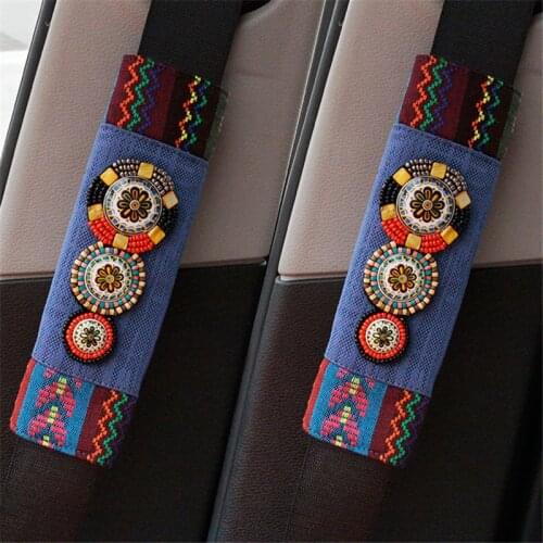 [MIX] 20Pairs National Style Car Seat Belt Cover Boho Shoulder Pads Safety Belt Padding Auto Interior Decoration Accessories