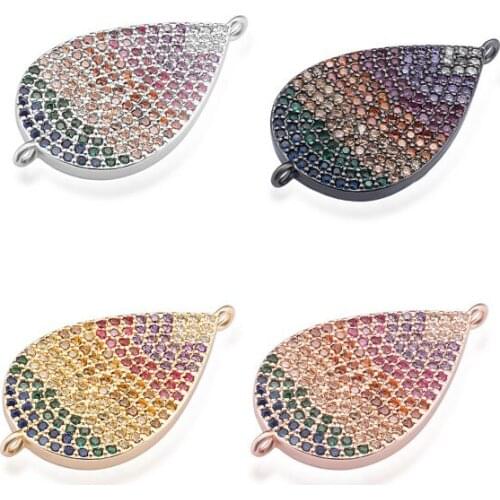 Mm leaf Water droplets micro pave cz zircon cubic zirconia beads DIY Copper necklace bracelet connectors accessories efr3