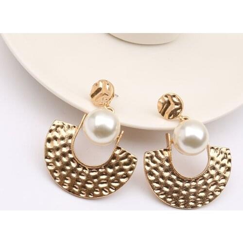 Fashion Geometric Hollow Wings Gold Dangle Earrings for Women Indian Jewelry Pearl Statement Earrings Bisuteria Moda Mujer 2021