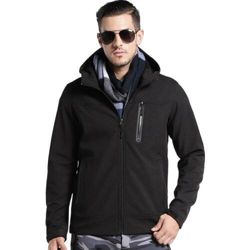 Outdoor Mens Softshell Coat Camouflage Climbing Hooded Sports Fleece Jacket Men Winter Thermal Windproof Skiing Hiking Clothing