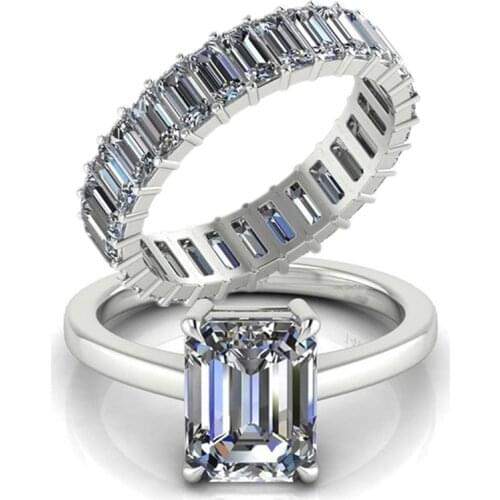 I & FDLK Fashion White AAA Zircon Rings Set For Women Accessories Anniversary Jewelry Party Girl Gift