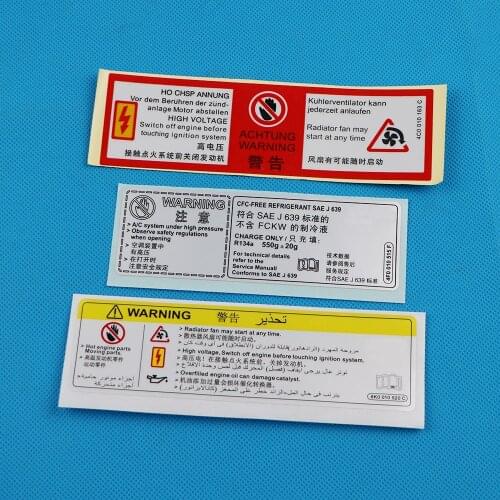 Decal Automotive Repair Machine Cover Cool Liquid Voltage Fuel Engine Air Conditioner System Stickers For Audi All Series