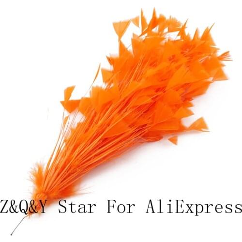 Natural turkey tear flat wool dyed orange made into 30-35CM wire flower DIY craft performance costume feather