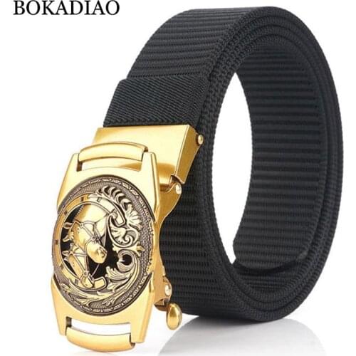 BOKADIAO Nylon Belt luxury Metal Automatic Buckle Belts for men fashion jeans belt outdoor casual canvas male strap high quality