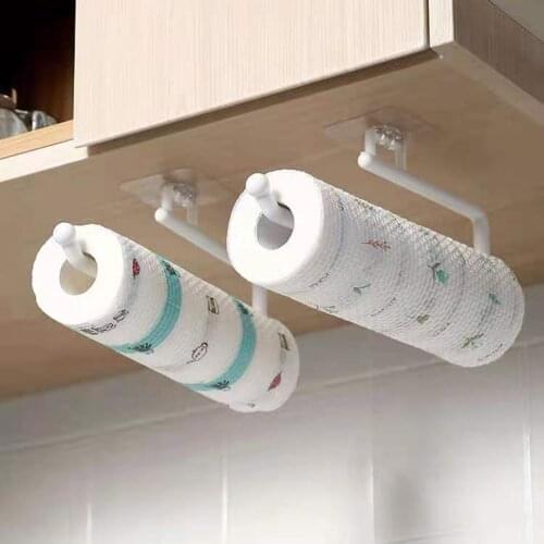 New Non Perforated Kitchen Paper Roll Towel Holder Bar Cabinet Rag Hanger Bathroom Toilet Paper Storage Rack Wall Hanging Shelf