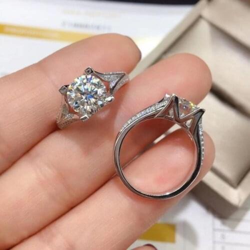 New 925 Sterling Silver Ring Micro-Inlaid Simulation Diamond Couple Ring Woman Charm Jewelry Engagement Gift