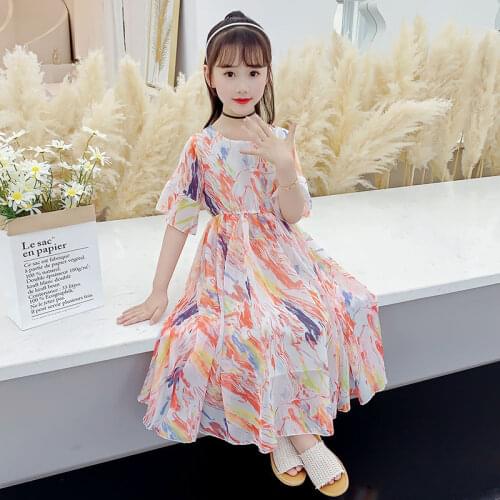 Summer New Girls Dress 10 Childrens Clothing 9 Sweet Elegant Princess Dresses 2 To 12 Year Old Sweet and Elegant Chiffon Dress