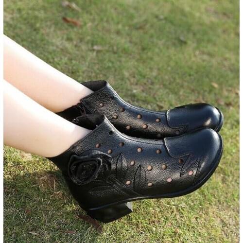 Fashion New Womens Ankle Boots Casual Leather Shoes Soft Breathable Flats High Tops Lady aa0536
