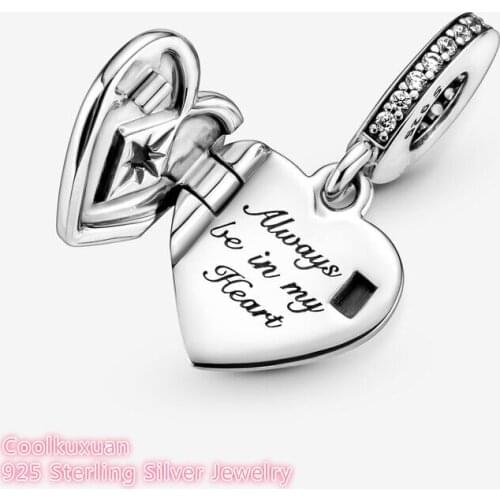 Original 925 Sterling Silver Openable Heart Locket Dangle Charm beads Fits Pandora bracelets Jewelry Making 2021 Autumn