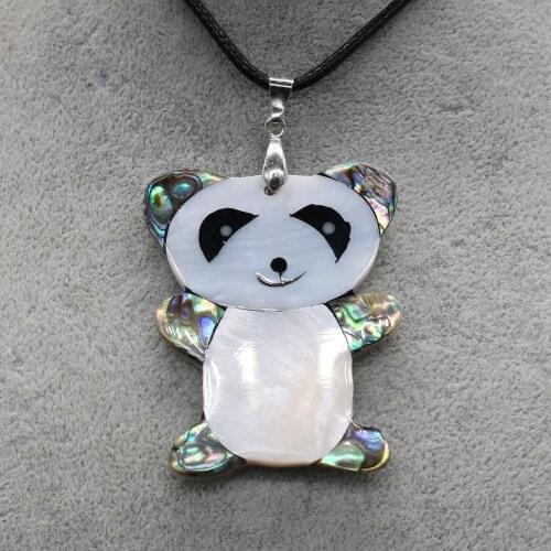 Natural Shell Necklace With Panda-Shaped Pendant Leather Cord 2MM Charms For Elegant Women Love Romantic Gift