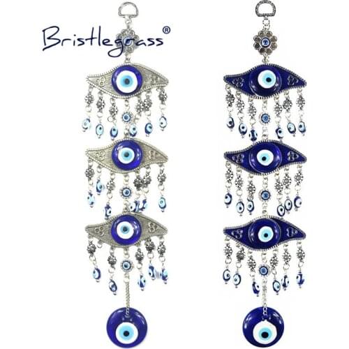 BRISTLEGRASS Turkish Blue Evil Eye Flower Amulets Lucky Charm Wall Hanging Pendants Pendulum Blessing Protection Gift Home Decor