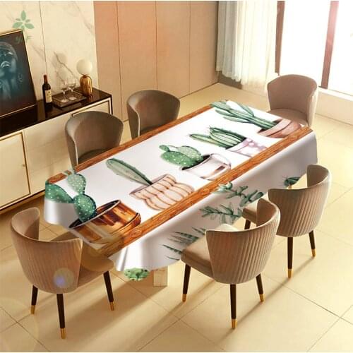 Desert Tropical Plant Watercolor Cactus Design Tablecloth Dinning Decoration