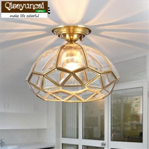 Qiseyuncai American style classical full copper ceiling lamp rural style corridor lamp high end lamps and lanterns