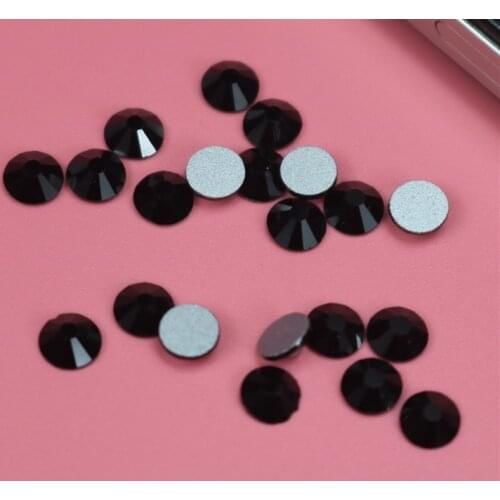 Size s20 Black Jet Glitter Rhinestones Non Hot Fix FlatBack Strass Sewing & Fabric Garment Rhinestone Nail Art Stone