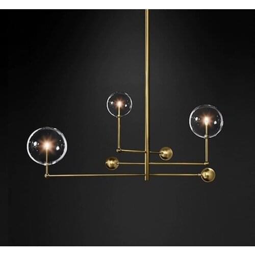 Nordic Glass Crystal LED Chandelier Lighting Bedroom Living Room Chandelier Interior Pendant Lamps Glass Ball Hanging Lamp Avize