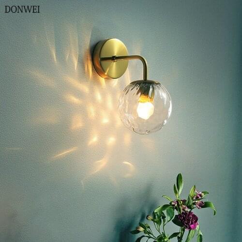 Modern Nordic Wall Lamp Glass Ball Retro Wall Light Dining Bedroom Ceiling Mounted Light Restaurant Aisle Corridor Wall lighting