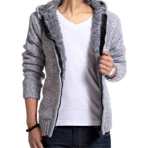 Warm Knitwear Jacket Fashion Man Knitting Mens Warm Sweaters Cardigan Outwear Winter Winter Thick Hooded