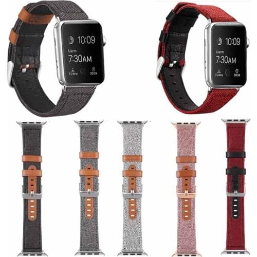 Fabric leather loop strap for apple watch band 42mm 44mm wristband for iwatch band 38mm 40mm series SE 6 5/4/3/2/1 bracelet