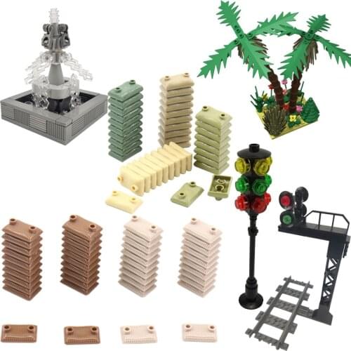 Military Series Toys For Children Sandbag Street Lamp Plate Trees Soldier Militaries Compatible Building Blocks DIY Bricks Gift