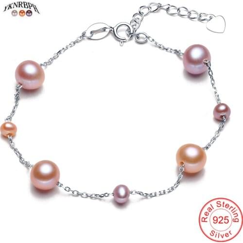 YKNRPBH S925 Womens Pearl Round Bracelet Wedding/Party for Girls Charm Fine Jewelry